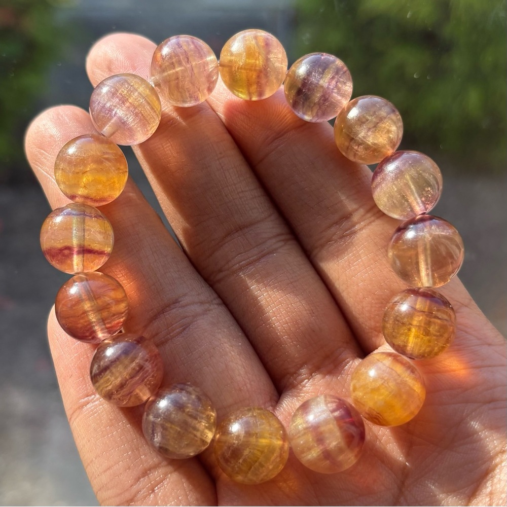 Hq Banded Fluorite Crystal Bracelet 13mm
